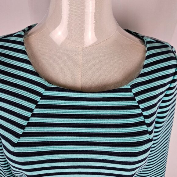 Lilly Pulitzer Charlene Striped Shift Dress Medium Blue Green Stretch - Picture 7 of 12